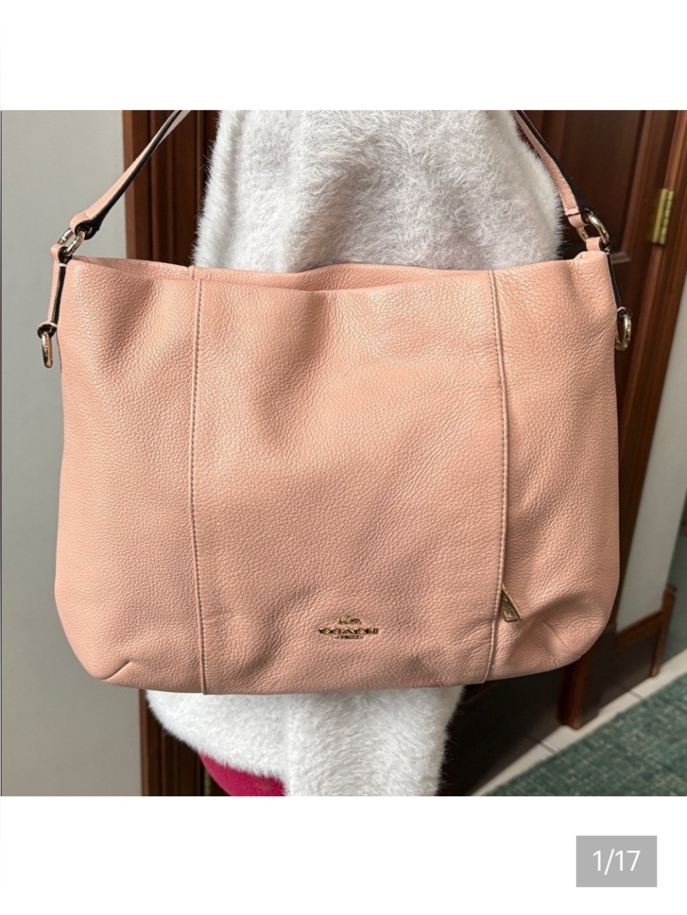 Coach  East West Isabelle shoulder bag F35809  pebbled Leather  pink blush   EUC